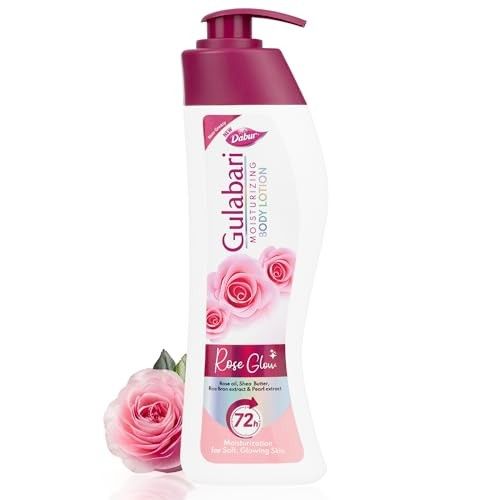 Dabur Gulabari Moisturizing Body Lotion - 400 ml | For Men & Women | Dry Skin Care | With 100% Organic Rose Oil & Shea Butter | Dermatologically Tested | Paraben Free | 72 Hour Moisturisation