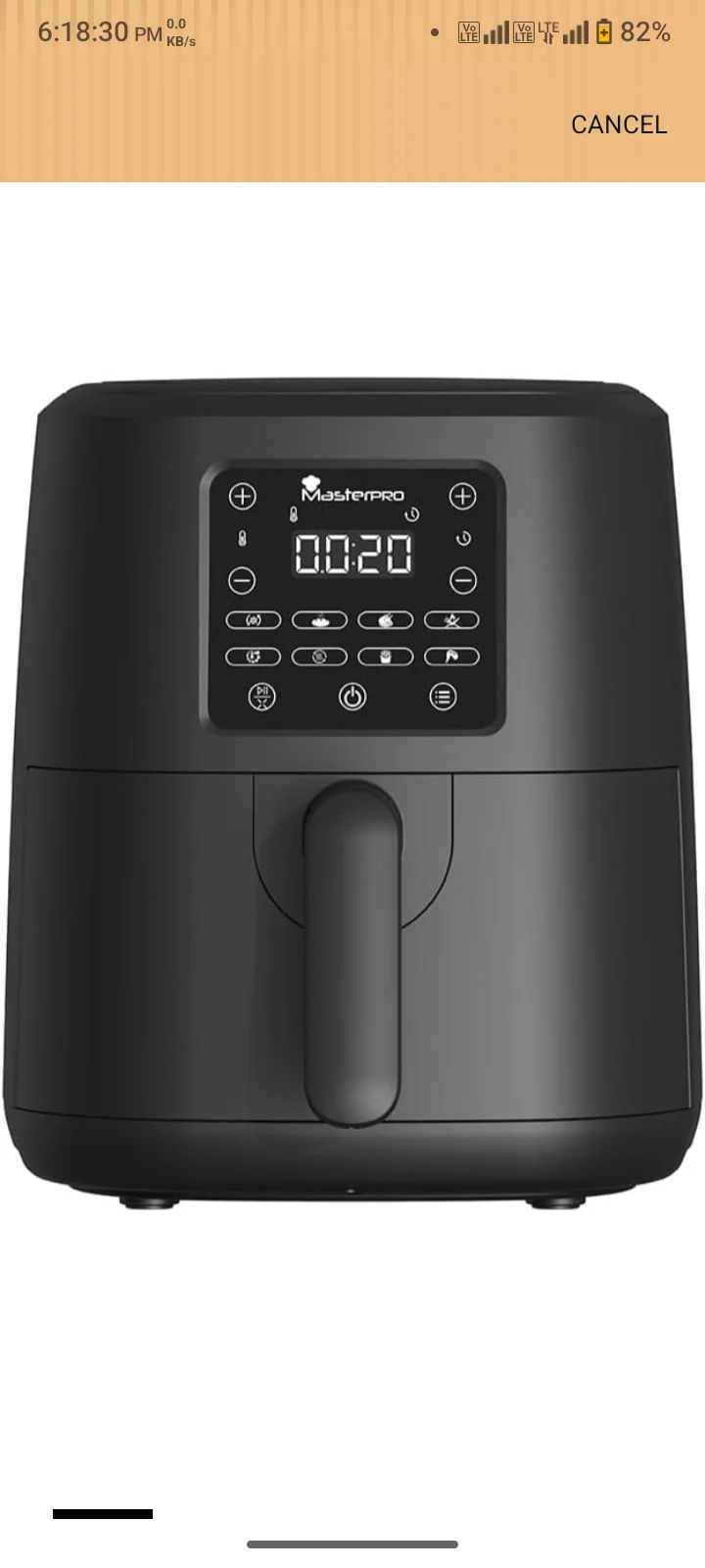 Bergner Masterpro Air Fryer with 1500 Watts, 4 Ltr Capacity, Air Fryer