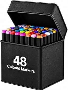 Corslet 48 Alcohol Markers & Color Pens Set | Colour Marker Pen Art Markers Dual Tip Brush & Chisel Alcohol Based Markers