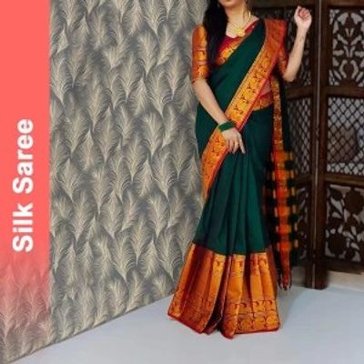 Karnav Fashion Woven Bollywood Cotton Silk Saree with Unstitched Blouse