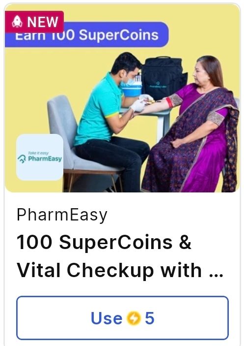 Pharmeasy- 100 supercoin back on vital checkup valid for all users