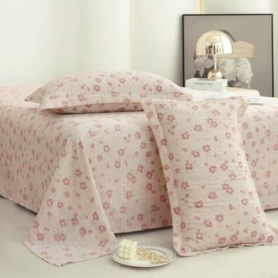 Story@Home King Size Bedsheet | Cloud Cotton Flatsheet King Size (270 x 250 cm, Pastel Pink)