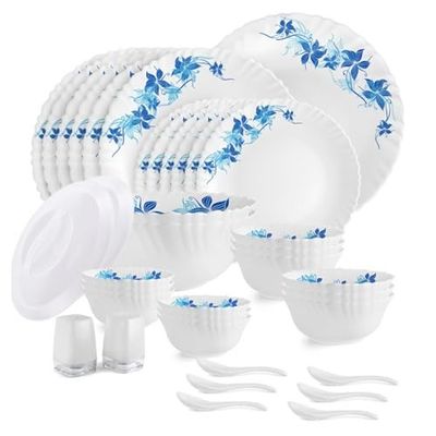 CELLO Blue Swirl Dazzle Series Opalware Dinner Set of 37 Pieces [20% Coupon]