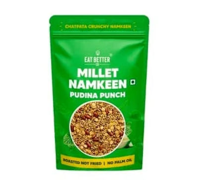 Eat Better Co - Millet Namkeen - Pudina Punch - Roasted Healthy Snacks 100gm - No Palm Oil on Instamart