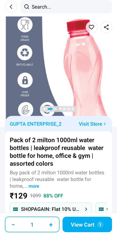 PACK OF 2 MILTON WATER BOTTLE