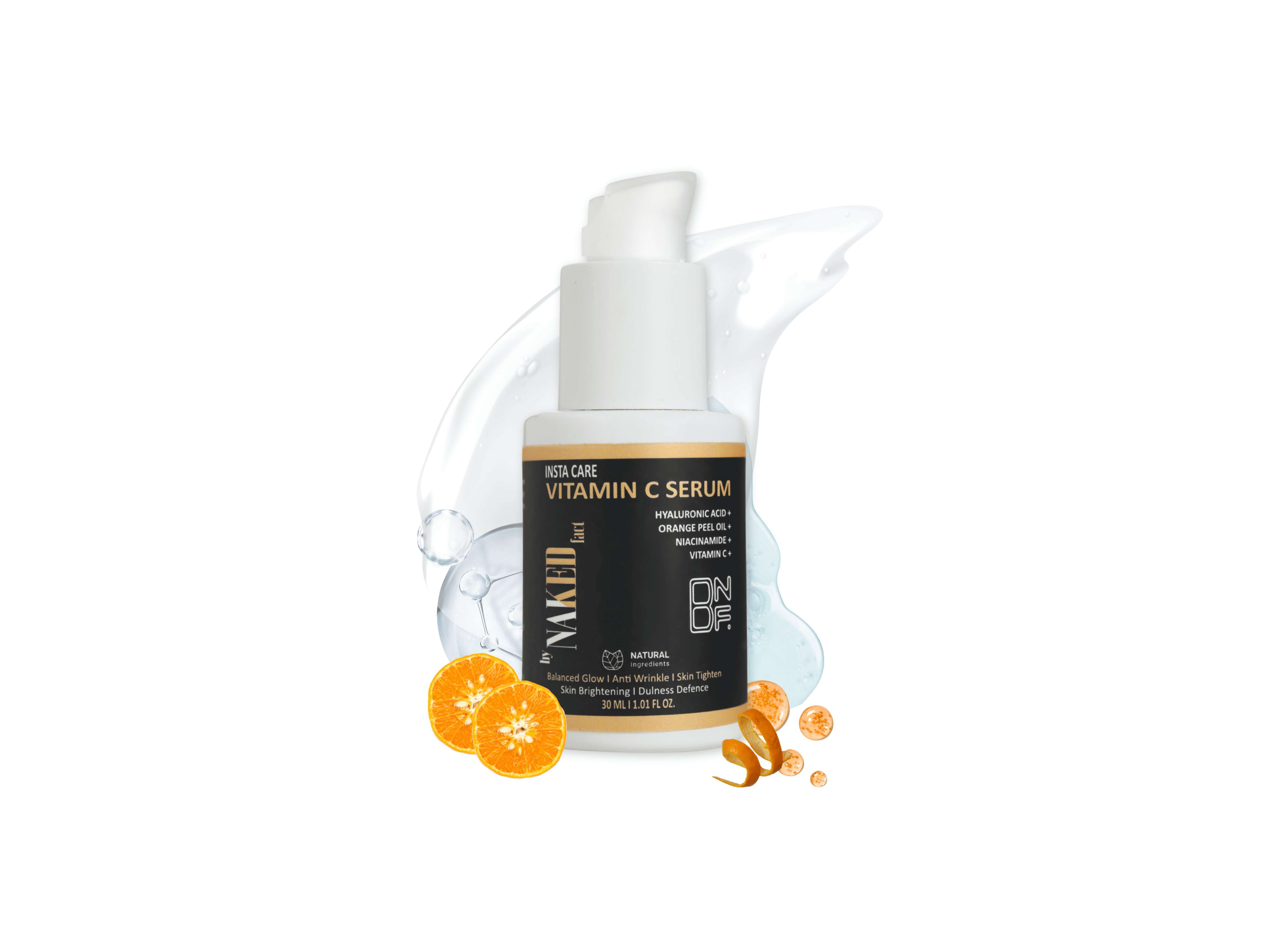 By NAKED fact Vitamin C Face Serum with Niacinamide & Hyaluronic Acid, Fades Dark Spots, Boosts Collagen, Brightens Skin, For All Skin Types, For Men & Women 30 ml