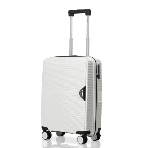 HRX Intergallcatic Grey Cabin Size Parabola Polypropylene Hard Shell Suitcase - Premium Travel Trolley Bag with 8 Spinner Wheels, Number Lock & Water Resistant Body