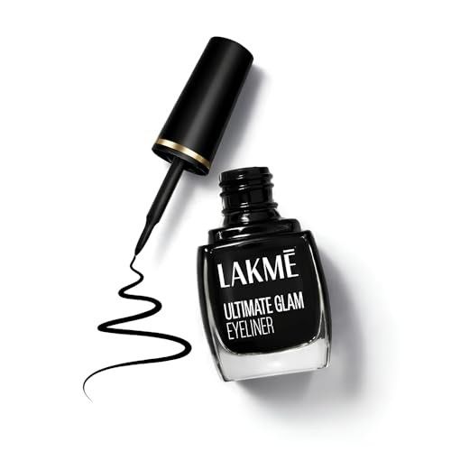 Lakme Ultimate Glam Eye Liner, Semi Matte, Quick drying, Water resistant & Smudgeproof Eye Liner, Black, 9ml