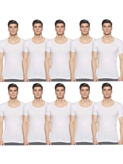 Rupa Jon Half Sleeves Vest for Men, 100% Cotton Material, Round Neck, Pack of 3