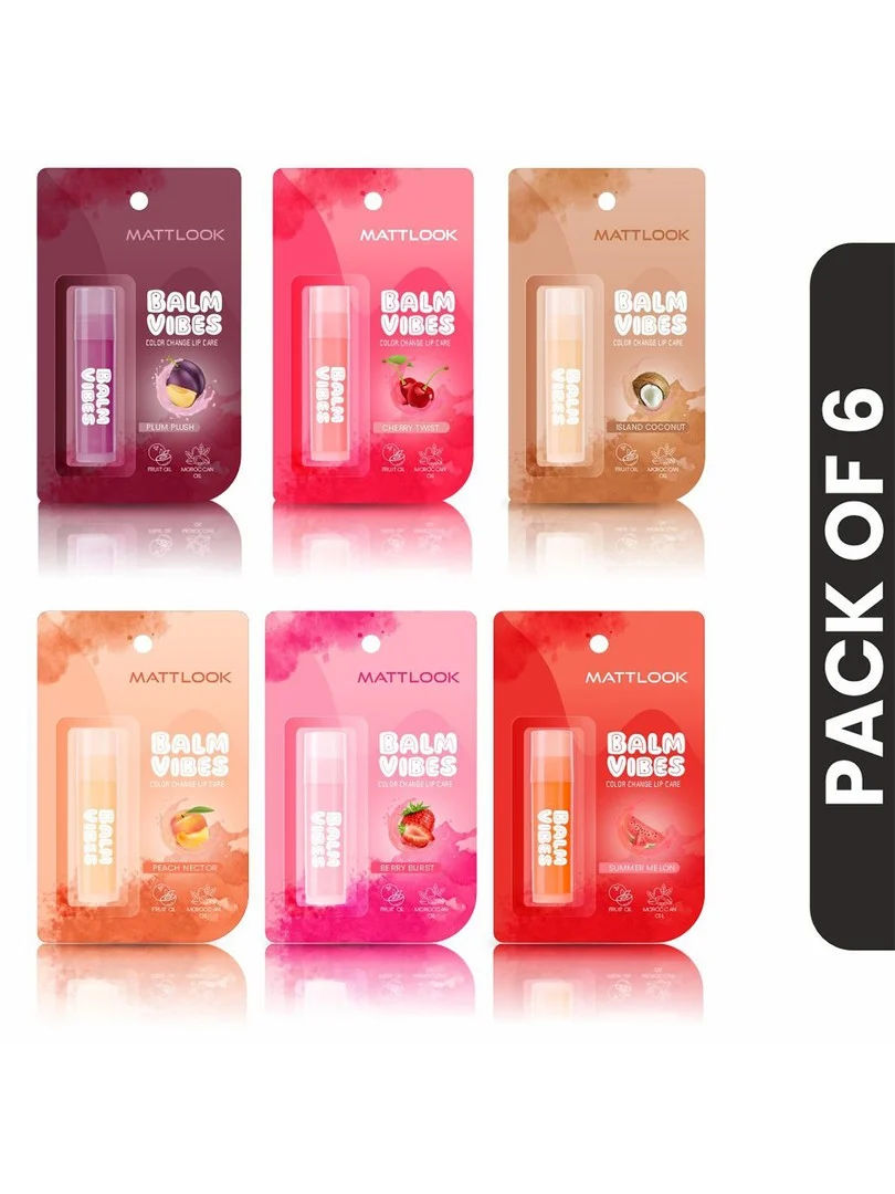MATTLOOK Set Of 6 Balm Vibes Colour Change Lip Balm 3g Each