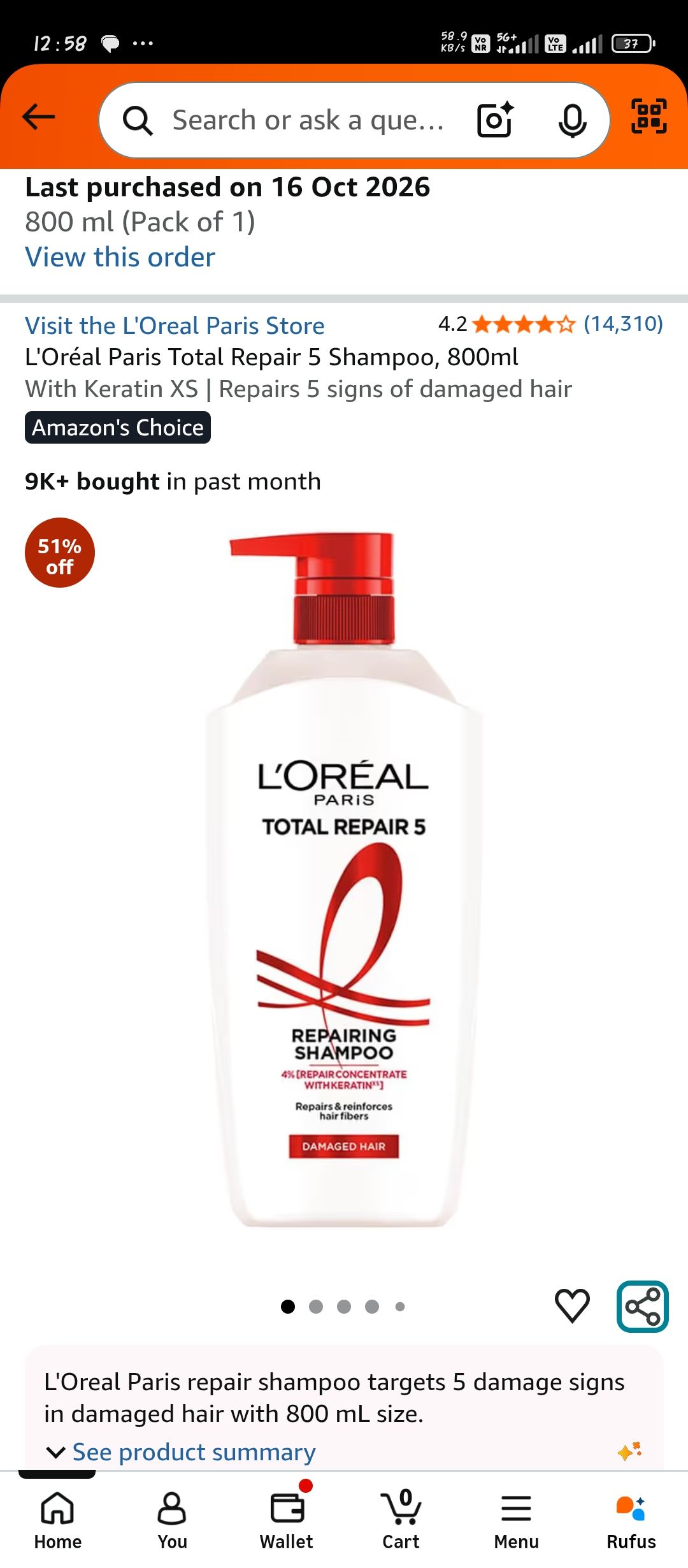800ml loreal shampoo @385 (follow the step)