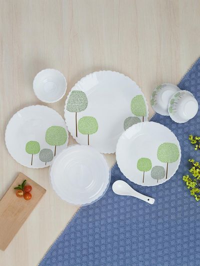 Buy Larah By Borosil 34 Pieces Jupiter Series Opalware Microwave & Dishwasher Safe Dinner Set - Dinner Set for Unisex 36260947 | Myntra