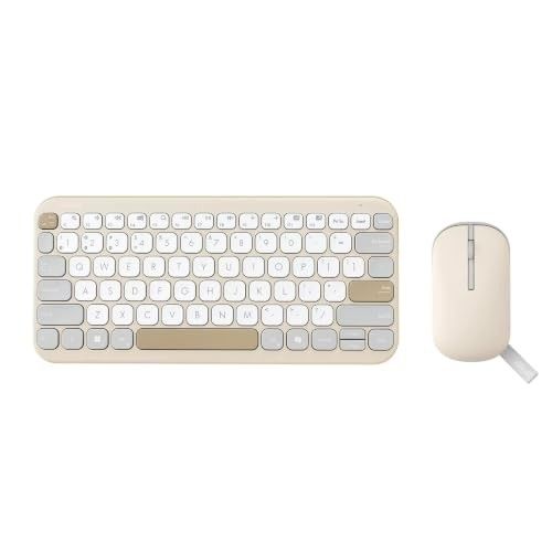 ASUS Marshmallow CW200 Wireless Keyboard & Mouse Combo,2.4GHz Wireless Connectivity, Ultra-Slim Design,Adjustable Upto 1600 DPI,Compatible with Windows, ChromeOS, MacOS, iOS & iPadOS devices, Oat Milk