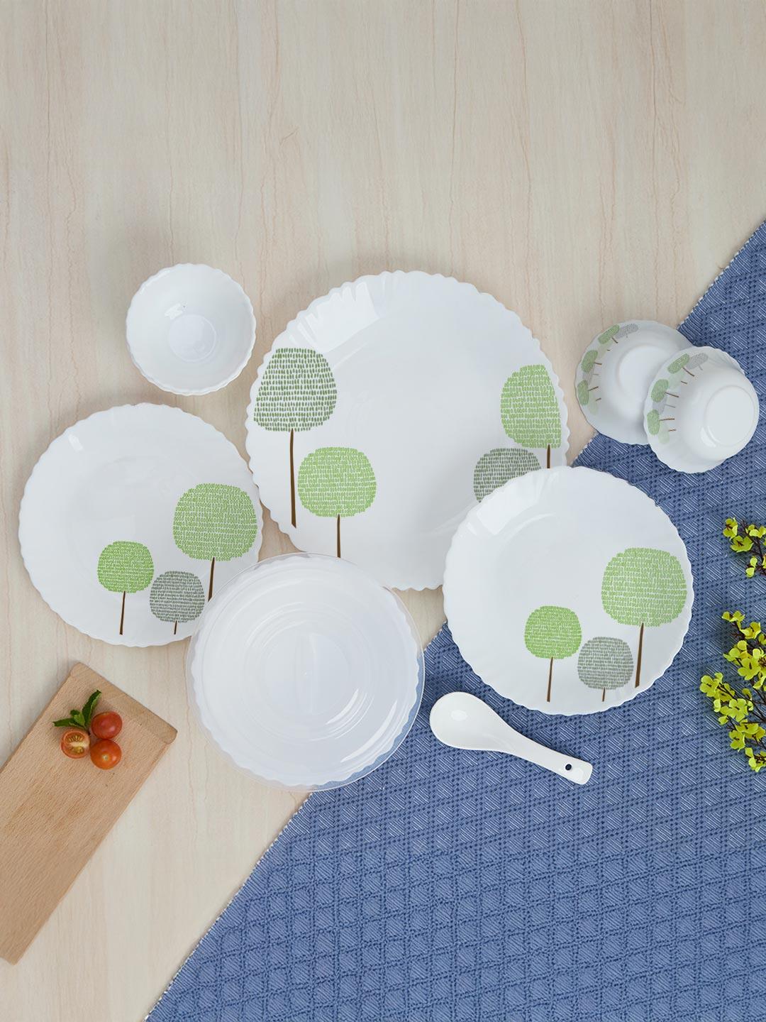 Larah by Borosil 34 Pieces Jupiter Series Opalware Microwave & Dishwasher Safe Dinner Set