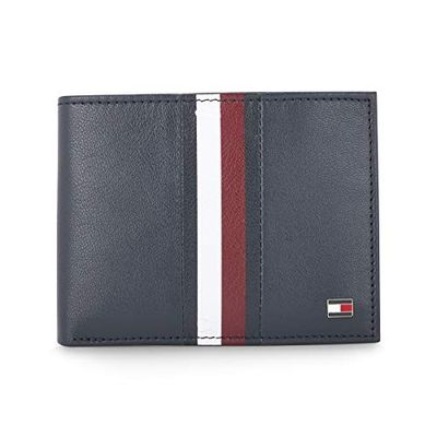 Tommy Hilfiger Men's Passcase Wallet Rane - Navy | 2 Compartments | 10 Cards Slots | Stylish Men's Leather Wallet