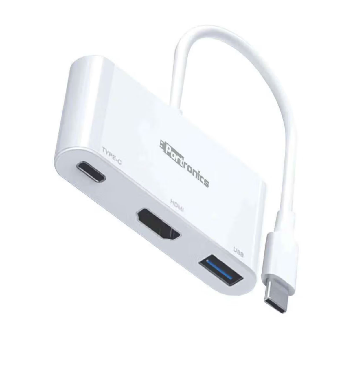 Zepto - Portronics C-Konnect USB Type-C Adapter | 3 in 1, Type-C + USB + HDMI | White