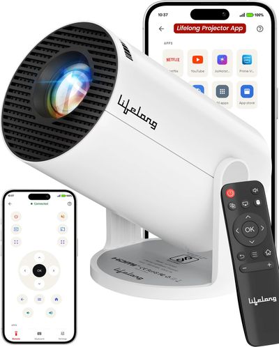 Lifelong Lightbeam Smart LED Projector, Android 14, 1080P & 4K HD...more