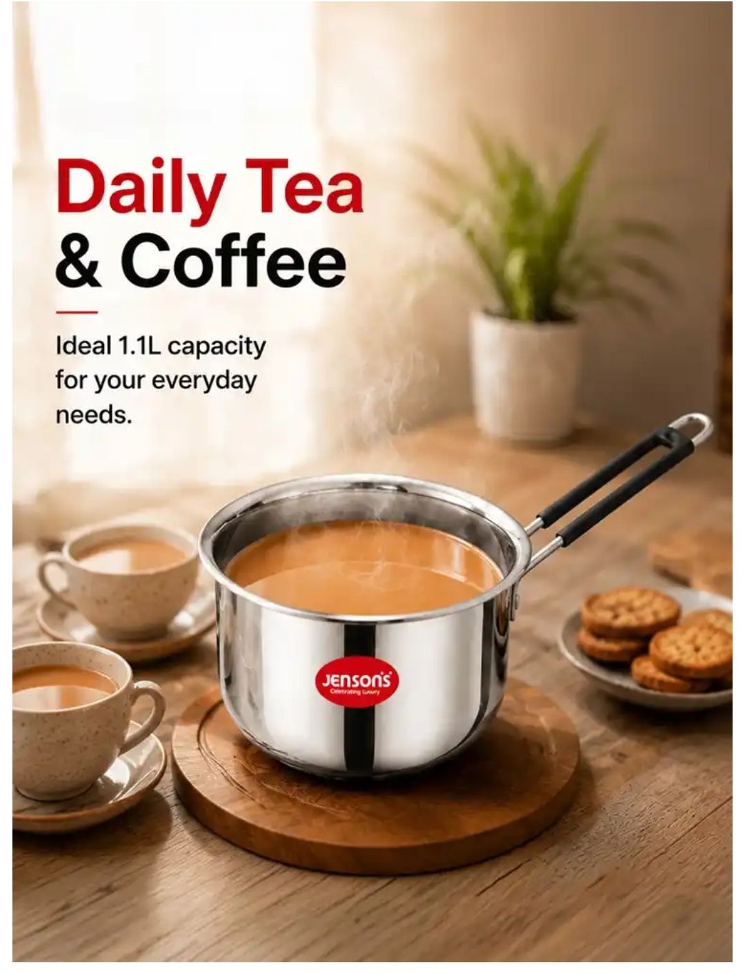 Jensons Stainless Steel Tea & Milk Pan 1.1L