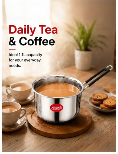 Jensons Stainless Steel Tea & Milk Pan 1.1L