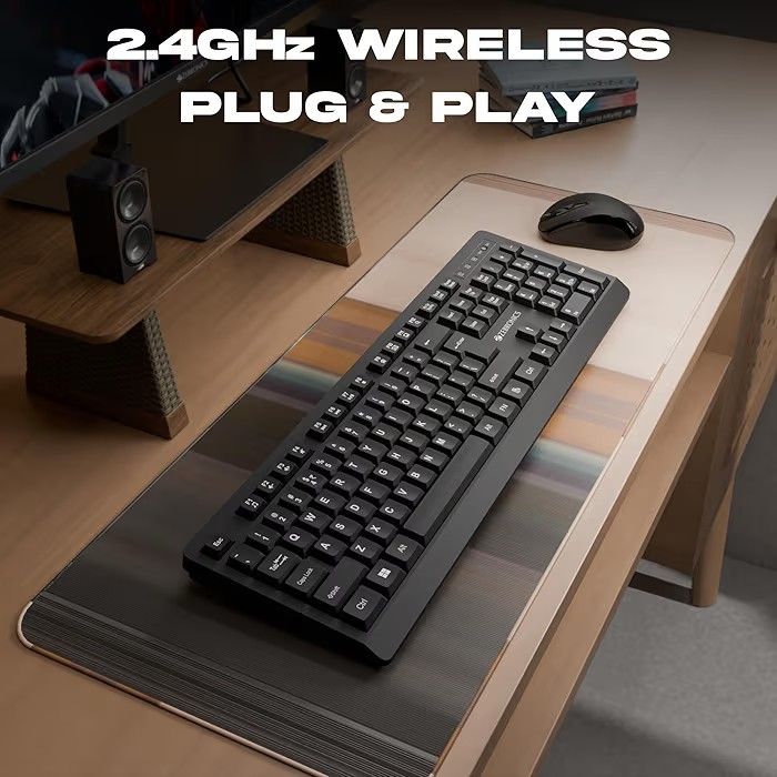 Zebronics Wireless Keyboard & Mouse Combo, 104 UV-Coated Keys, ₹ Key, 12 Multimedia Keys
