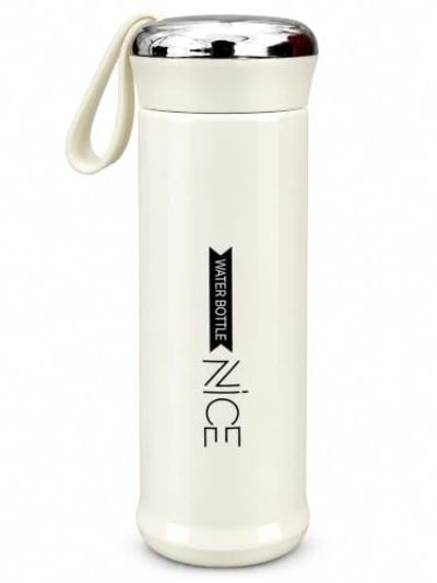 NICE Water Bottle with Glass Inner, 400 ml, Cream
