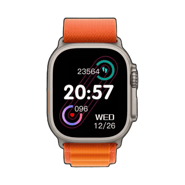 Nu Republic Creed Ultra Smart Watch, 2 Inches HD Display, 7 Days Battery Life, Water Resistant, Bluetooth Calling (Orange) on Instamart