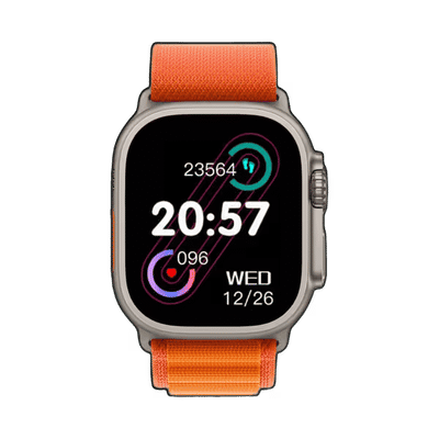 Nu Republic Creed Ultra Smart Watch, 2 Inches HD Display, 7 Days Battery Life, Water Resistant, Bluetooth Calling (Orange) on Instamart