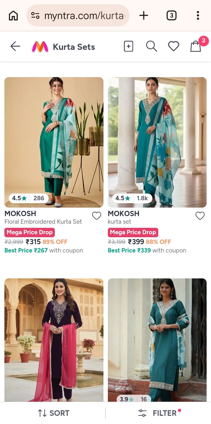 UPTO 90% OFF || WOMEN'S KURTA SET