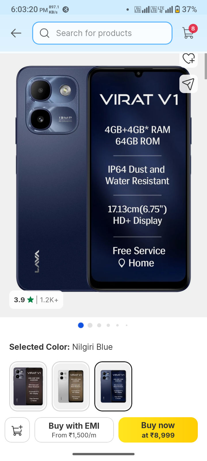 Lava Virat V1 (Nilgiri Blue, 64 GB