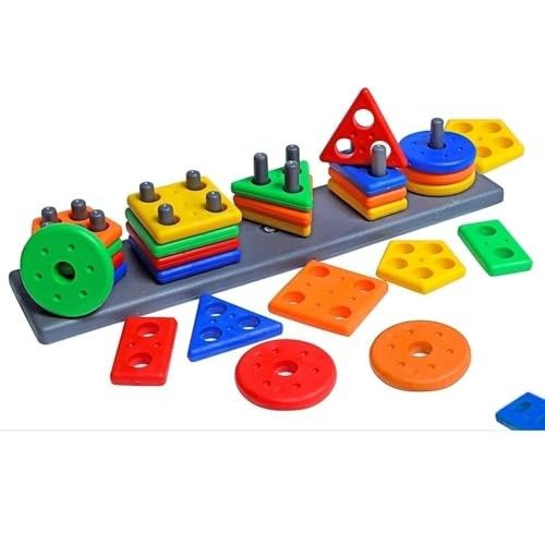 Educational Montessori Geometric Shape Stacker & Color Recognition Game