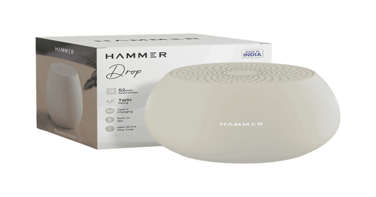 Hammer Drop Bluetooth Speaker (5W Output, 32H Playtime, Bluetooth, Beige)