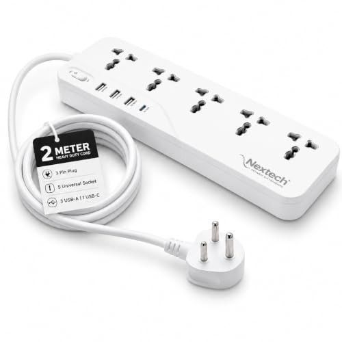 Nextech 9-in-1 Extension Board with 20W Type-C PD, 3 USB Ports, 5 Universal Sockets