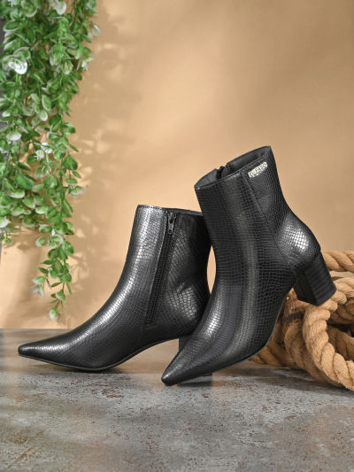 EL PASO Women Black Faux Leather Casual Chelsea Boots | Flipkart