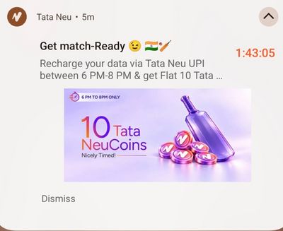 Tata Neu Mobile Recharge Happy Hours: Get Flat 10 NeuCoins on Min Transaction Rs.11