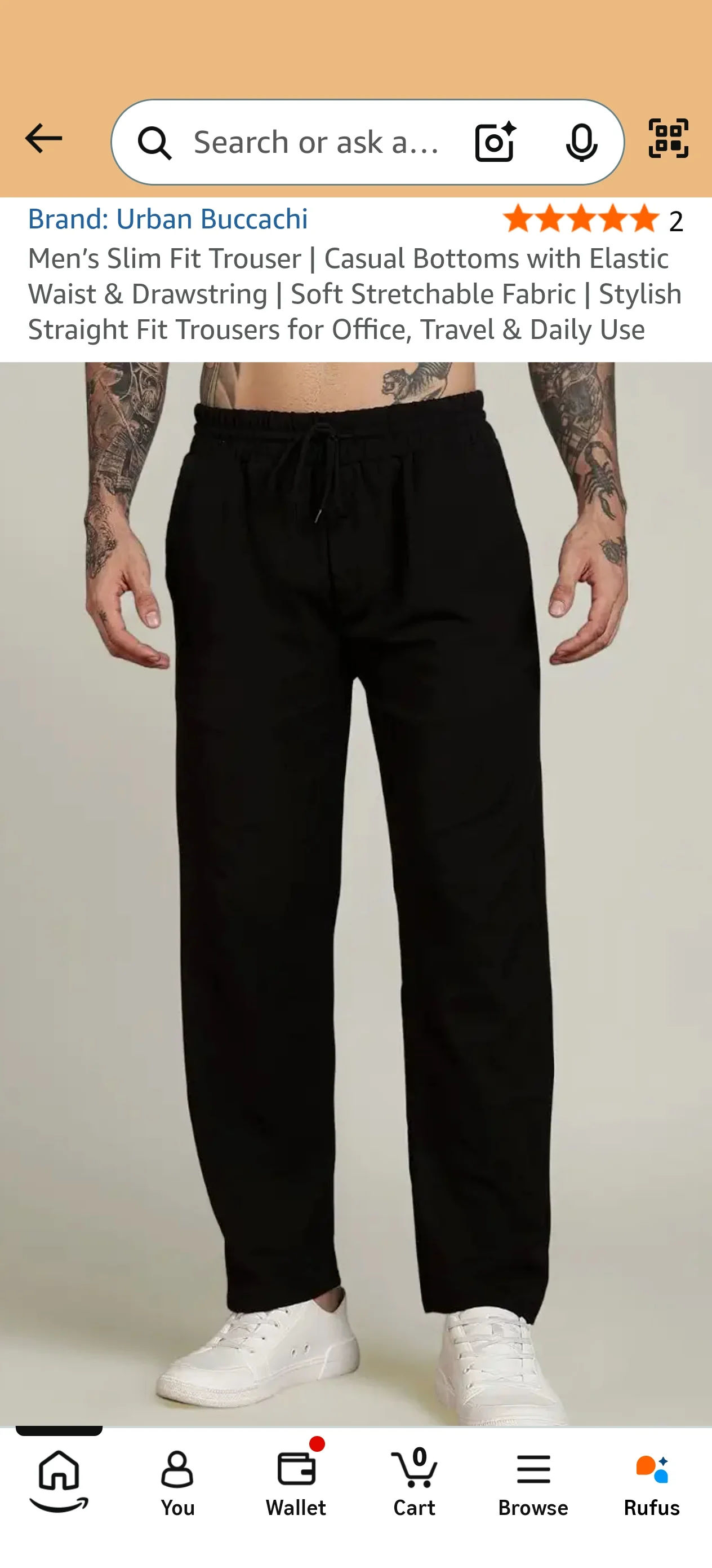 Hurry Men’s Slim Fit Trouser | Casual Bottoms with Elastic Waist & Drawstring 2xl available