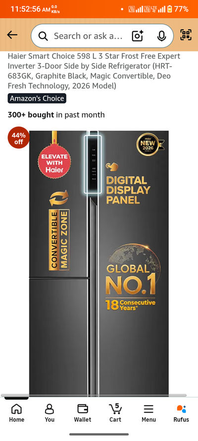 Haier smart choice 598 L refrigerator