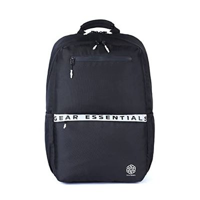 Gear LOGI-Q 27L Medium Water Resistant 5 Compartment Laptop Backpack/Backpack/Office Bag with Trolley Sleeve for Men/Women (Black-White)