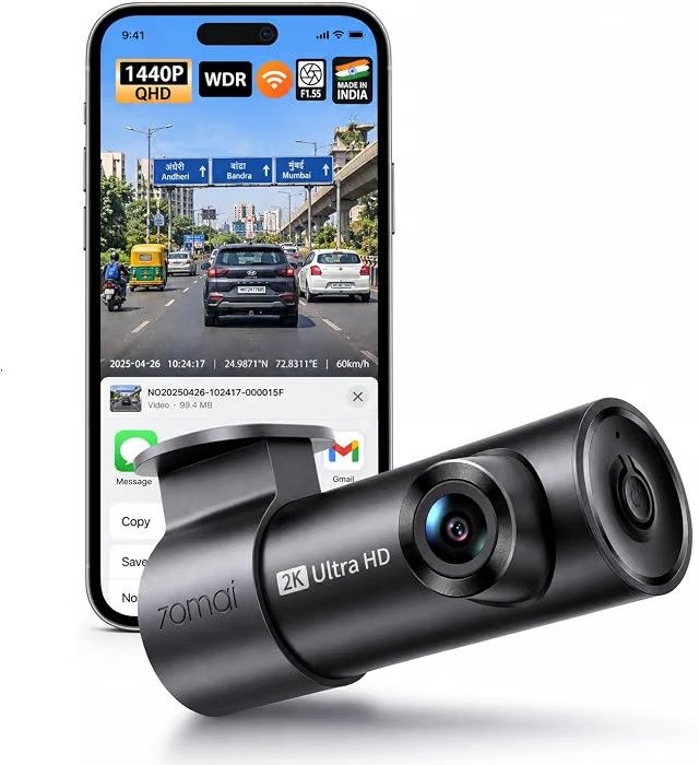 70mai M310 Plus 2K Dash Cam (2026 New Launch), Made in India, 1440P QHD, 360° Rotating Lens