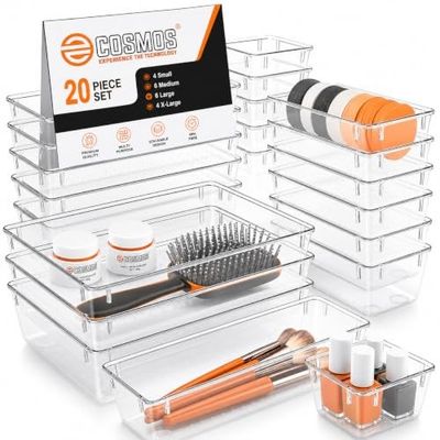 E-COSMOS® 20-Pack Transparent Drawer Organizers
