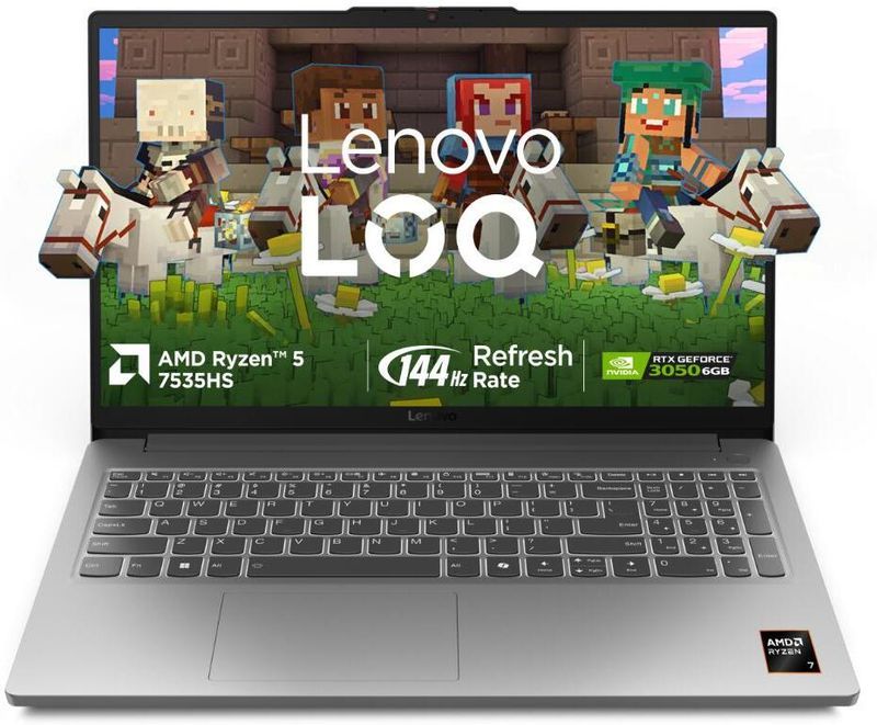 Lenovo LOQ Essential AMD Ryzen 5 Hexa Core 7535HS - (16 GB/512 GB SSD/Windows 11 Home/6 GB Graphics/NVIDIA GeForce RTX 3050) LOQ 15ARP10E Gaming Laptop (15.6 inch, Luna Grey, 1.8 kg, With MS Office)
