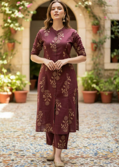 Women Ethnic Motifs Printed Regular Kurta with Trousers