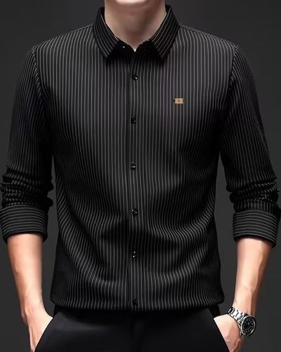 Men Striped Regular Fit Shirt with Spread Collar