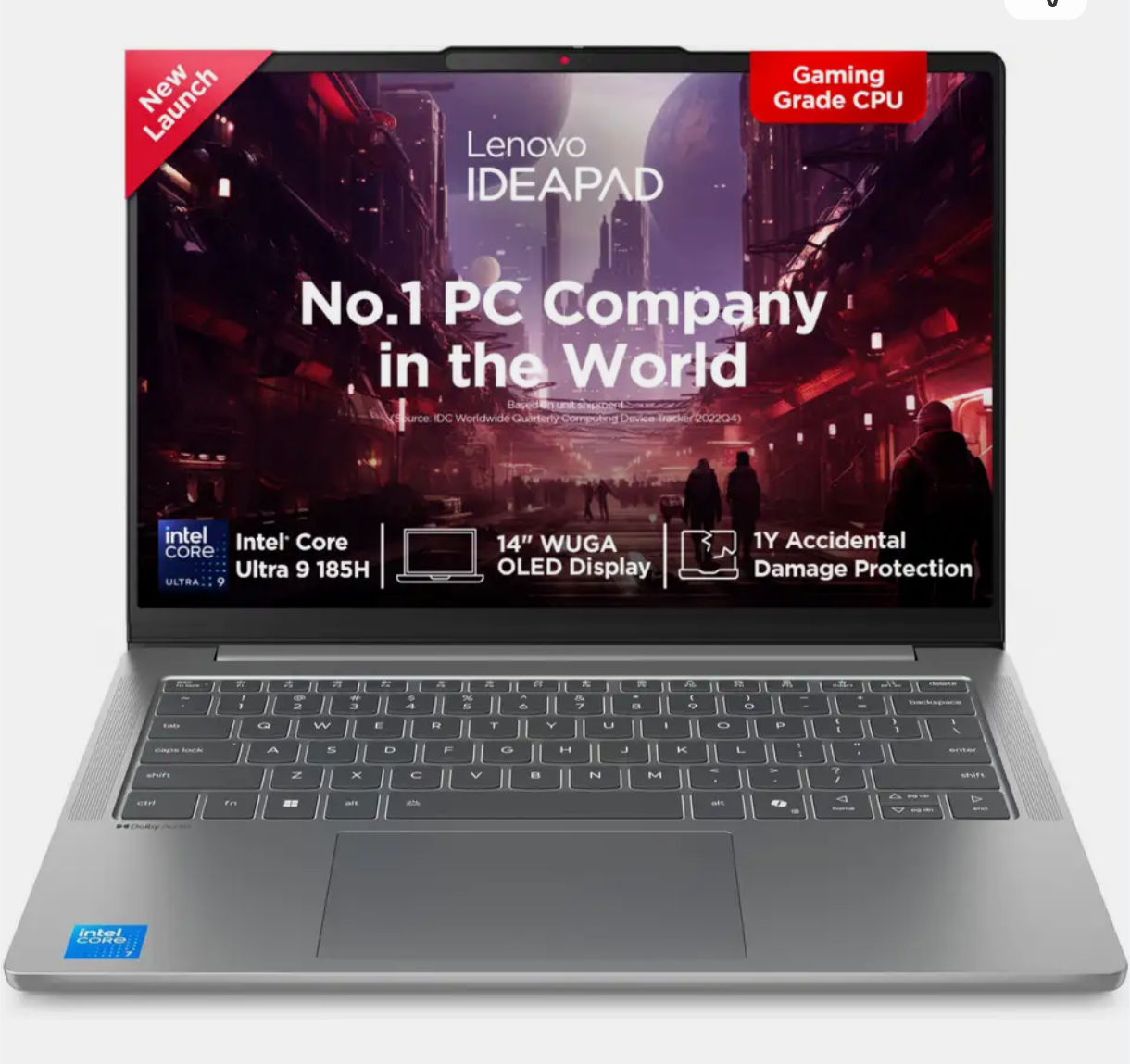 Lenovo IdeaPad Slim 5 OLED Display Intel Core Ultra 9 185H - (16 GB/512 GB SSD/Windows 11 Home) IdeaPad Slim 5 14IMH10 Laptop (14 inch, Luna Grey, 1.39 kg, With MS Office)