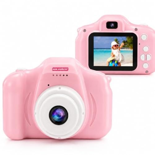 MiniExplorer Mini Camera for Kids 3.0MP 1080P HD Video Digital Camera with 2-Inch Screen, USB Rechargeable Camera for Photo, Supports 32GB SD Card, Toys for Boys & Girls 7-14 Years - Pink