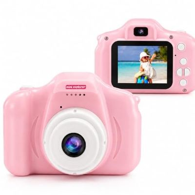 MiniExplorer Mini Camera for Kids 3.0MP 1080P HD Video Digital Camera with 2-Inch Screen, USB Rechargeable Camera for Photo, Supports 32GB SD Card, Toys for Boys & Girls 7-14 Years - Pink