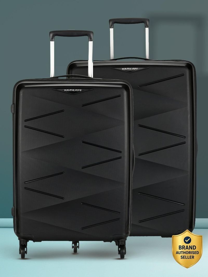 Kamiliant by American Tourister Hard Body Set of 2 Luggage 4 Wheels - (Medium 68 Cm | Large 79 Cm)Combination Lock - Triprism - Black