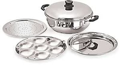 Tosaa Big Induction Compatible Multi Purpose Kadai, 27 cm ,5 Plates, Silver