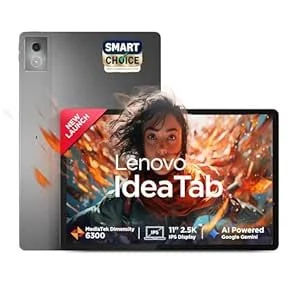 Lenovo Idea Tab Smartchoice |11-inch 2.5K Clear Display, 90Hz Refresh Rate, 8GB RAM, 256GB ROM| MediaTek Dimensity 6300| 7040mAh Battery|4 Speakers| USB-C |Wi-Fi |AI-Enabled, Dolby Atmos, Luna Grey