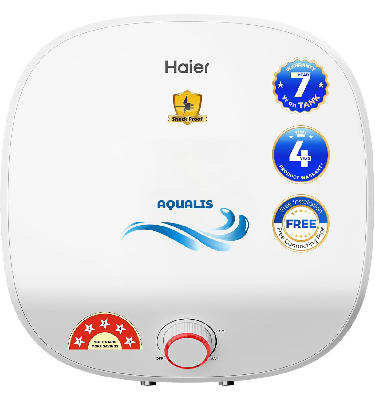 Haier Aqualis 15L Storage Water Geyser, 5 Star Electric Water Heater, 2.2kW Heating, Free Installation & 2 Connection Pipes, 4 Yr Product & 7 Yr Tank Warranty, Shock Proof, 8 Bar