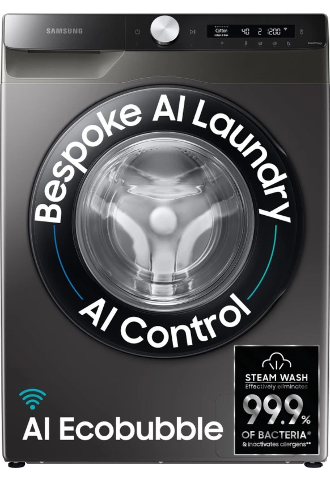 Samsung 8 kg 5 star, AI Control, AI Eco Bubble, Wi-Fi Fully Automatic Front Load with In-built Heater Black, Grey on Flipkart